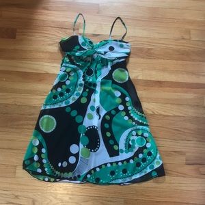 Green, White & Black Dress